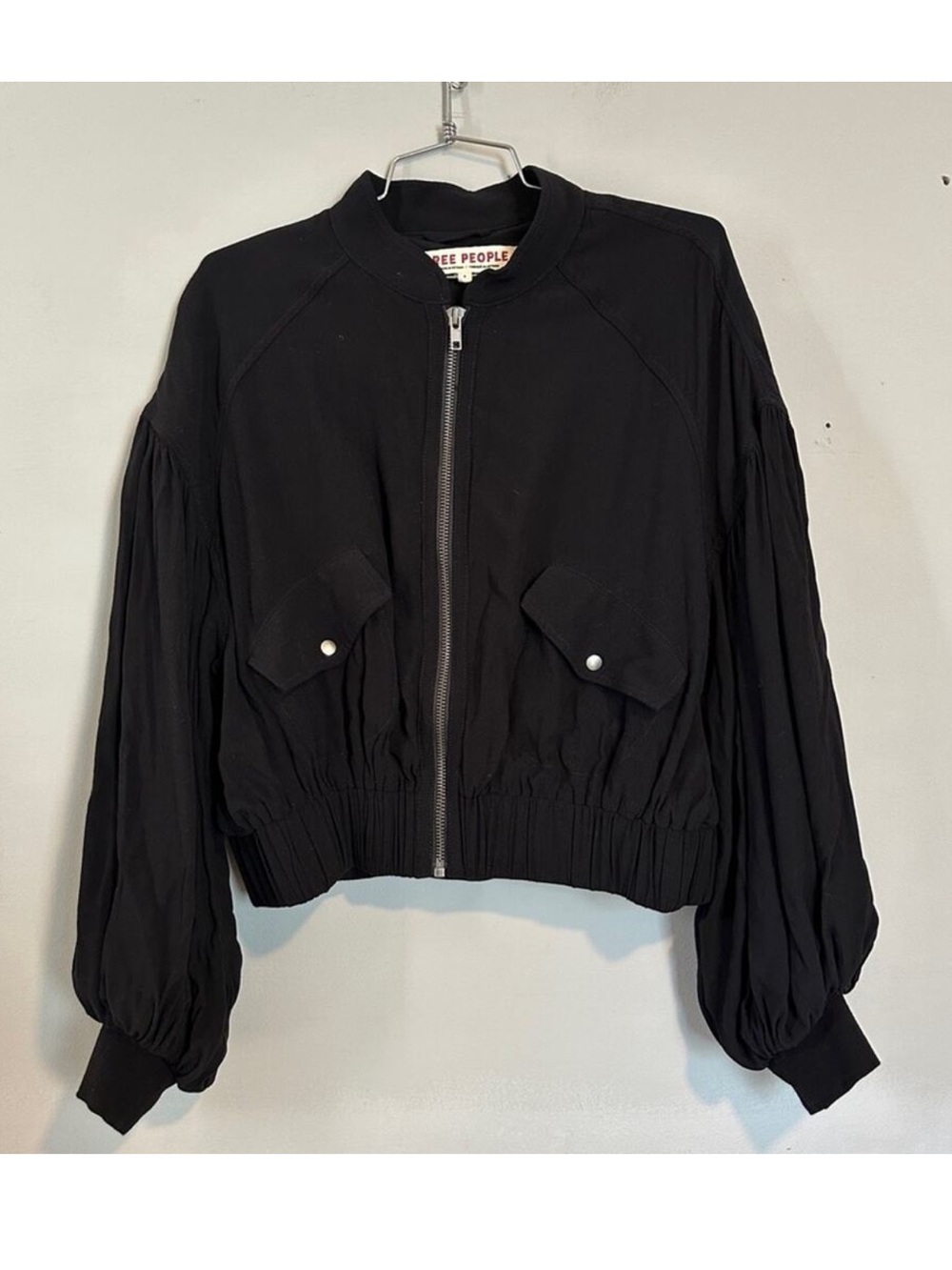 Free People On Pointe Balloon Sleeve Bomber Jacket